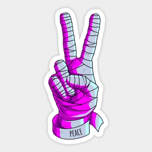 Mummy hand. Peace sign hand. Sticker